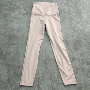 Nike Leggings Women's Small Yoga Velour Trim 7/8 High Rise Pink Mauve Athleisure